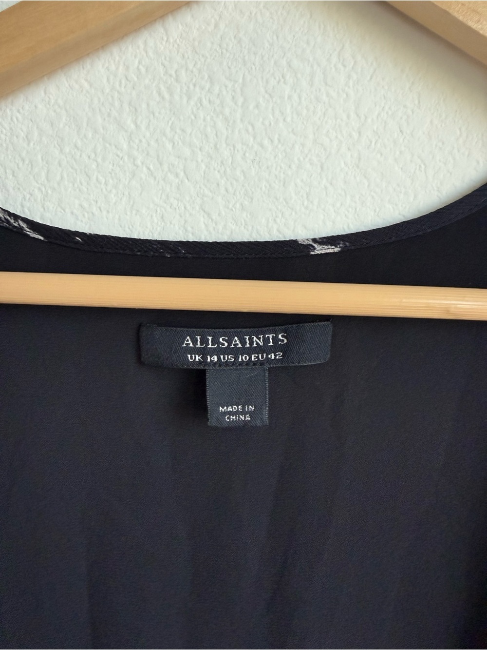 AllSaints Ari Pauline Floral Faux Wrap Chiffon Mini Dress Black Grey 10 - Picture 13 of 16
